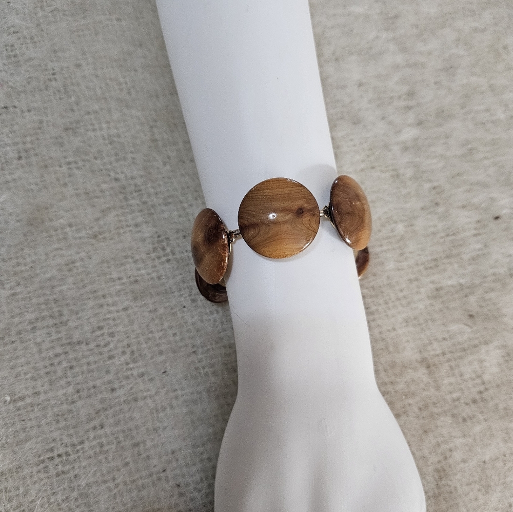 Vintage Wood Disc Bracelet
